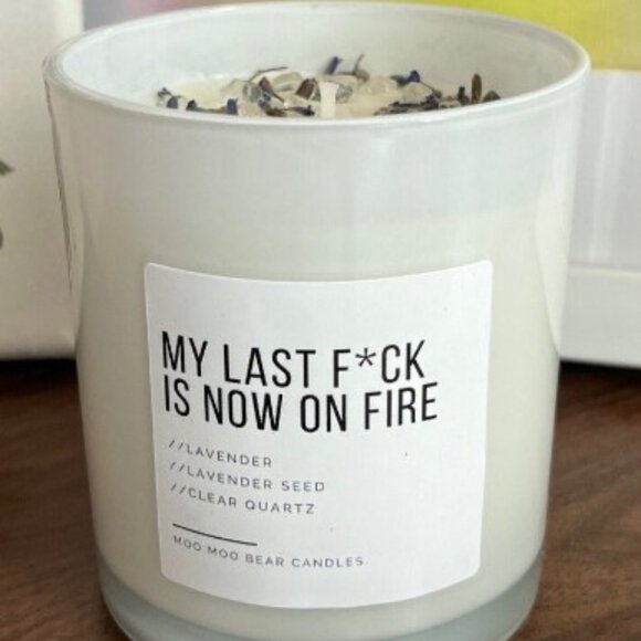 My Last F*ck is Now on Fire Vanilla Scented Candle with Lavender and Crystals - Picture 4 of 4